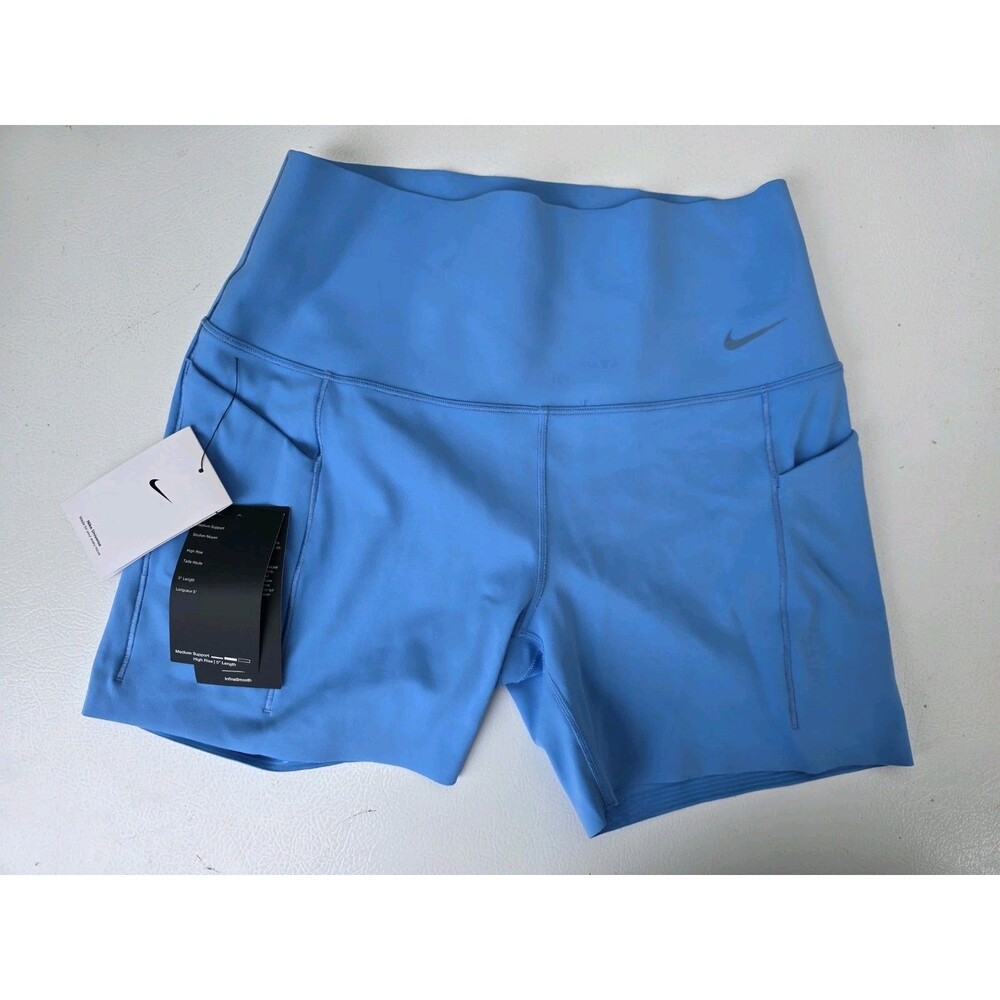 NWT Nike Universa Women’s High Rise 5” Biker Shorts Medium Support Blue L FN3151
